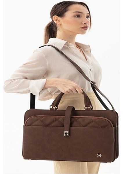 Kadın Evrak Laptop Çantası Kapitone Kahve fırsatları