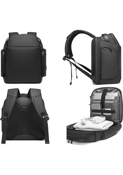 BG7277 USB Şarj Portlu Laptop Notebook Sırt Çantası Siyah