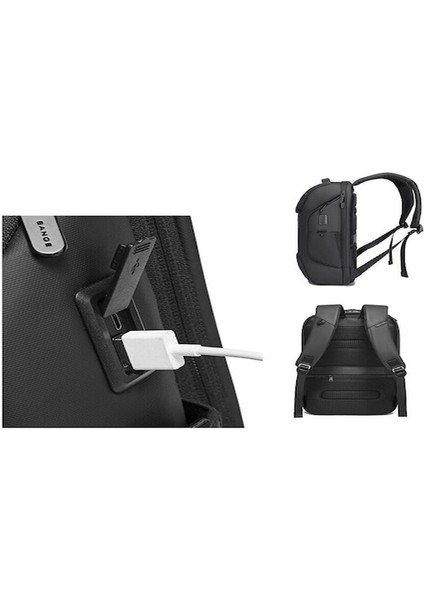 BG7267 USB Şarj Portlu Sırt Çantası Gri