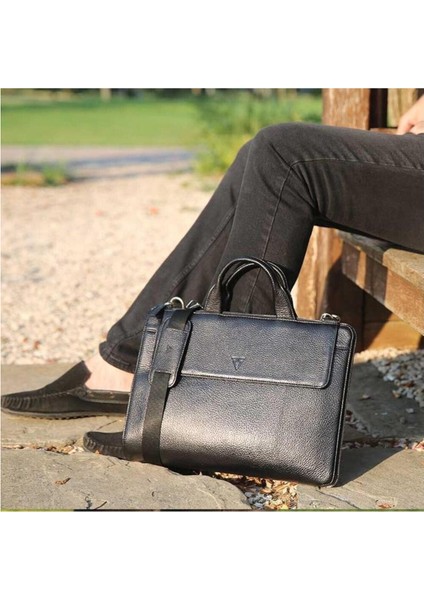 ® Gerçek Deri Laptop Çantası / 9517 Siyah fırsatları