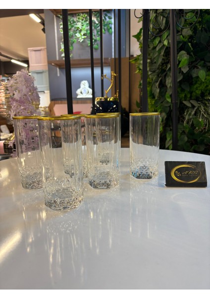 Ars Paşabahçe Valse 6'lı Gold Yaldızlı Cam Su Bardağı, Meşrubat - Soda Bardağı, fiyatları