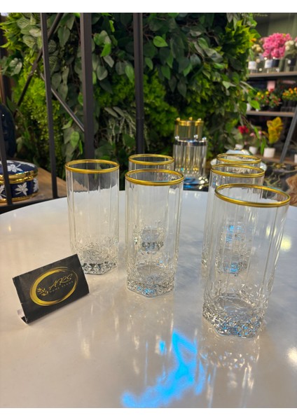 Ars Paşabahçe Valse 6'lı Gold Yaldızlı Cam Su Bardağı, Meşrubat - Soda Bardağı, indirimleri
