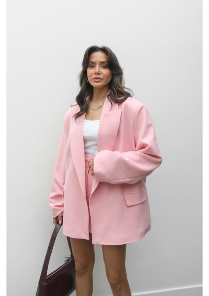 Pembe Helena Ceket Etek Takım