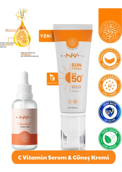 Naturavıa Cosmetıcs C Vitamin Serum 30 ml & Güneş Kremi 50 ml Spf 50+