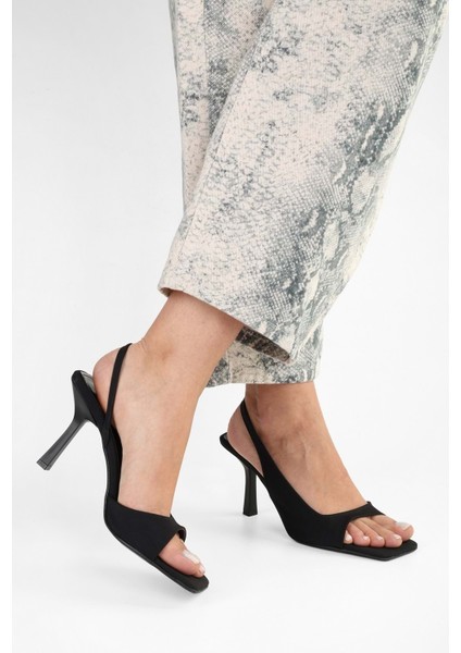 Kadın Sassy Siyah Zara Saten Topuklu Ayakkabı