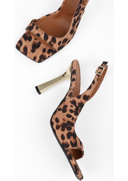 Kadın Swish Leopar Saten Topuklu Ayakkabı