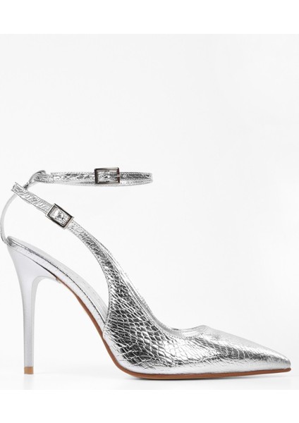 Kadın Mila Gümüş Yılan Desenli Kemerli Bilekten Bağlı Stiletto modelleri