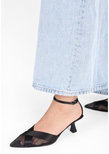 Kadın Oira Siyah Saten Stiletto modelleri