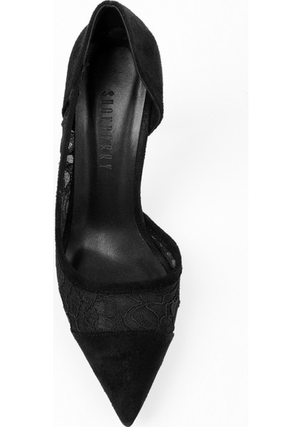 Kadın Syra Siyah Dantelli Süet Stiletto fırsatları