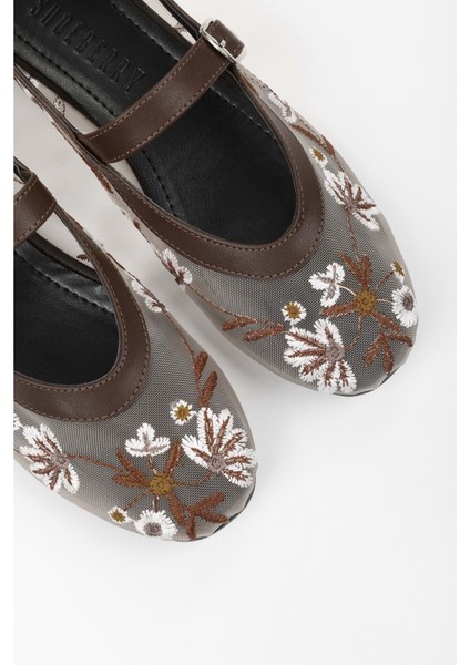 Kadın Floral Kahve Fileli Babet fiyatları