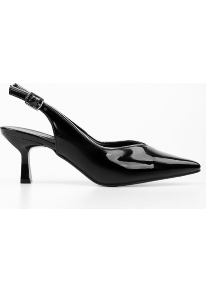 Kadın Saphira Siyah Rugan Kısa Topuklu Stiletto fiyatları