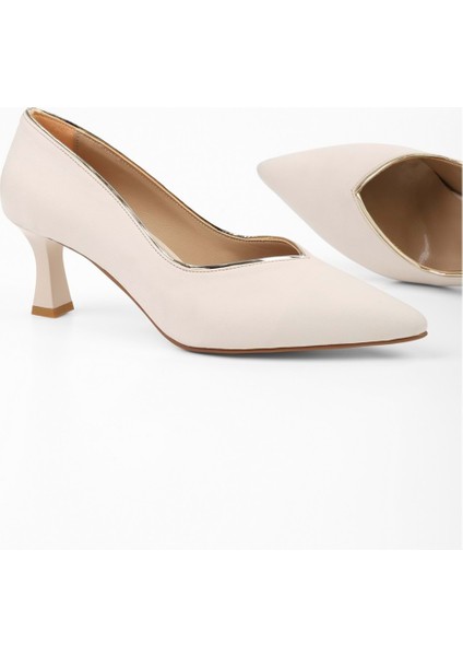 Kadın Elan Ten Zara Saten Kısa Topuklu Stiletto