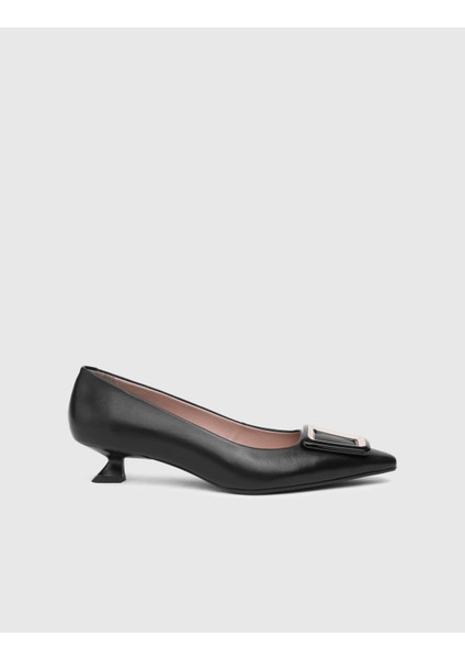 Kinga Hakiki Deri Kadın Siyah Topuklu Ayakkabı modelleri