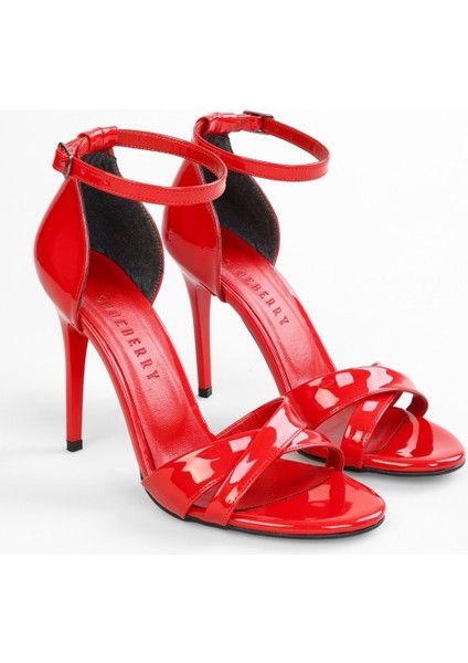 Kadın Elza Kırmızı Rugan Bantlı Topuklu Ayakkabı