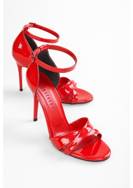 Kadın Elza Kırmızı Rugan Bantlı Topuklu Ayakkabı fiyatları