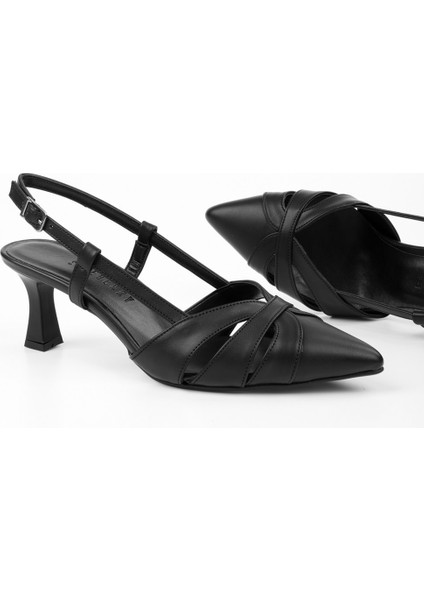 Kadın Liora Siyah Cilt Kısa Topuklu Stiletto fırsatları