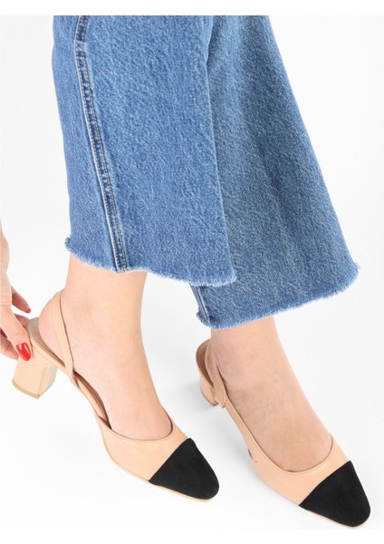 Kadın Elya Nude Cilt Kalın Topuklu Ayakkabı fırsatları