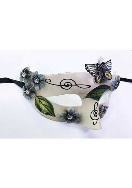 Kelebek ve Çiçek Işlemeli Venedik Maskesi Siyah Renk 10X18 cm modelleri