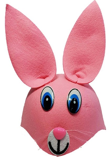 Pembe Renk Kulaklı Tavşan Şapkası Hayvan Şapkası