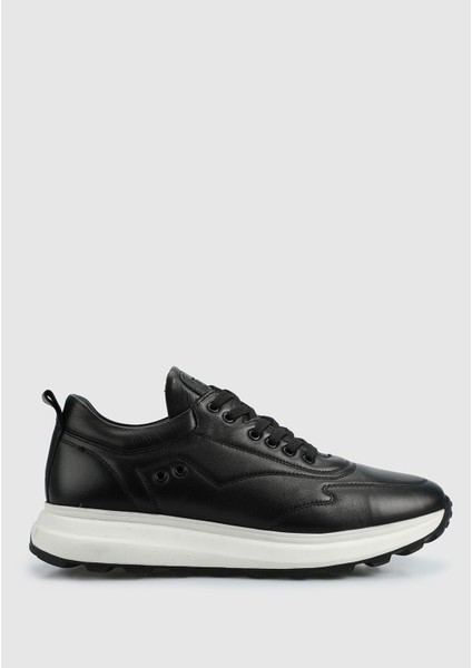 Siyah Deri Erkek Sneaker