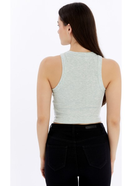 Kadın 3 Lü Fitilli Halter Yaka Crop Atlet