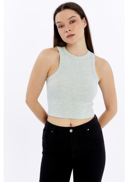 Kadın 3 Lü Fitilli Halter Yaka Crop Atlet