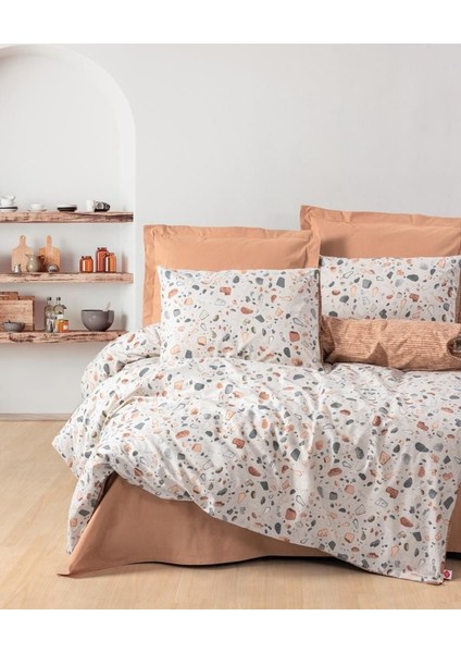 Minimal Çift Kişilik Nevresim Takımı Oniks Karamel Yeni!!!