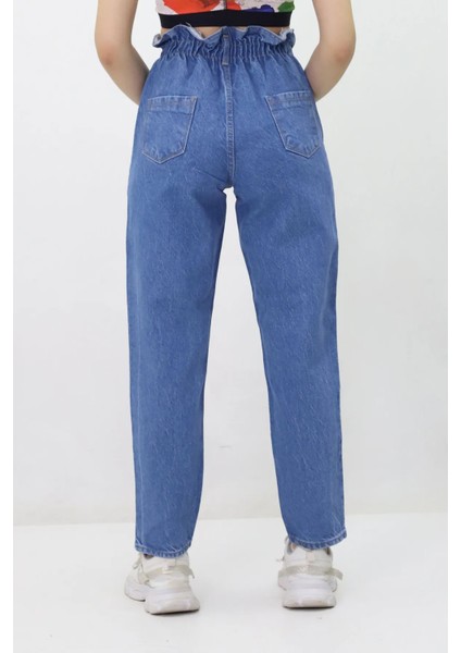 Kadın Beli Lastikli Likrasız Kot Pantolon