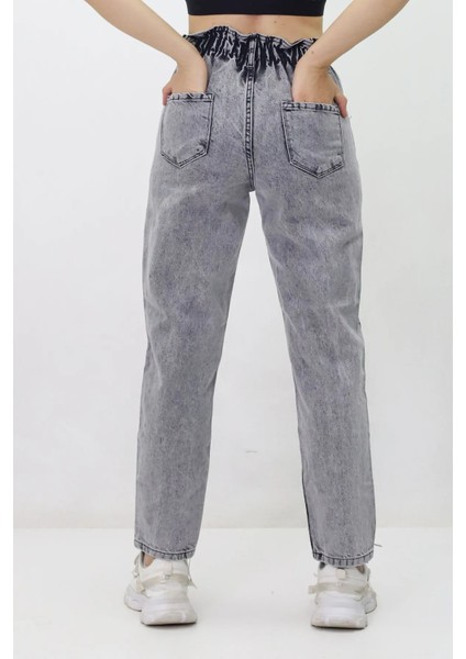 Kadın Beli Lastikli Likrasız Kot Pantolon fırsatları