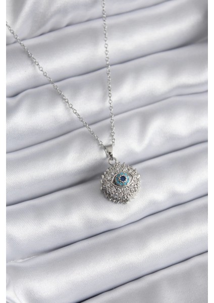 316L Çelik Gold Renk Zirkon Taşlı Göz Model Kadın Kolye - TJ-BKO8169