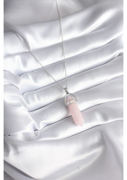 316L Çelik Gümüş Renk Pembe Taşlı Kadın Kolye - TJ-BKO8244 fiyatları
