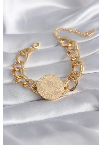 316L Çelik Gold Renk Reşt Altın Model Samanyolu Kadın Bileklik - TJ-BB5867