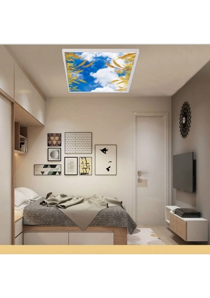 Salon Avize Modeli - 60WATT Aydınlatma -60 cm x 60 cm -Led Işık Avize- Baskılı Tasarım-Tavana Yapışık modelleri