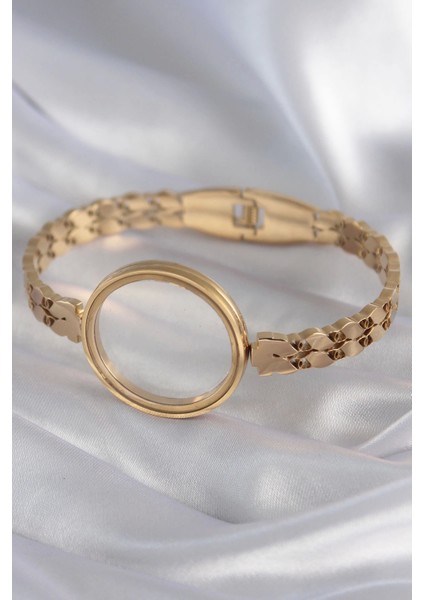 316L Çelik Gold Renk Arpa Işleme Açılabilir Fanus Model Kadın Kelepçe - TJ-BB5911 modelleri