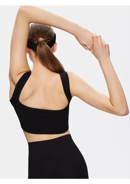 Kadın Askılı Kare Yaka Crop Slım Siyah Atlet modelleri