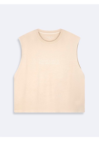 Erkek Boxy Fıt Bej Atlet