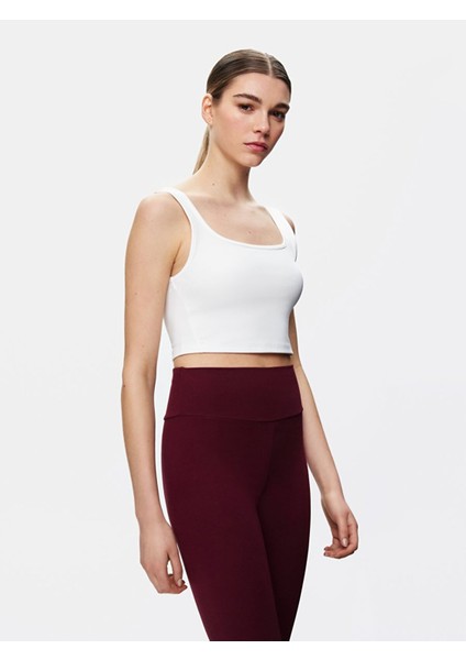 Kadın Askılı Kare Yaka Crop Slım Beyaz Atlet fırsatları