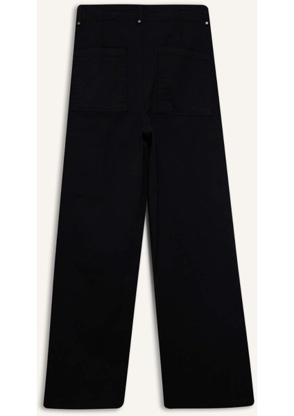 Wide Leg Gabardin Kumaş Palazzo Pantolon Cepli Yüksek Bel Geniş Paça F1649AX25SP