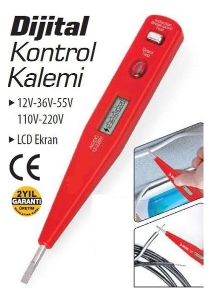 Profesyonel Dijital Kontrol Kalemi Tornavida Voltaj Ölçer
