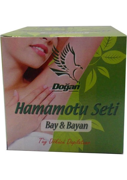 Hamamotu Seti Tüy Dökücü Toz Bay Bayan 100 gr Kase Spatula Kolonyalı Mendil