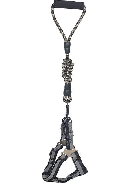 Köpek Göğüs Tasma Seti Dalga Desenli 1.5 Cm*35-48 cm Siyah-Beyaz