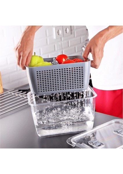 Lossa Süzgeçli ve Bölmeli Organizer Meyve Sebze Saklama Kabı 5 Lt ( Lisinya )