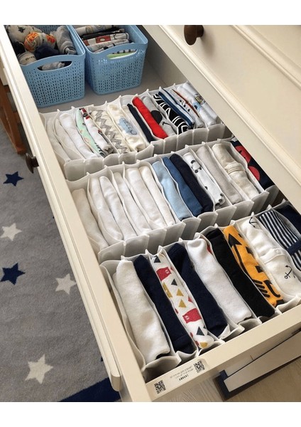 8 Bölmeli Dolap ve Çekmece Içi Düzenleyici Akordiyon Organizer L-00517 (3 Adet) ( Lisinya )
