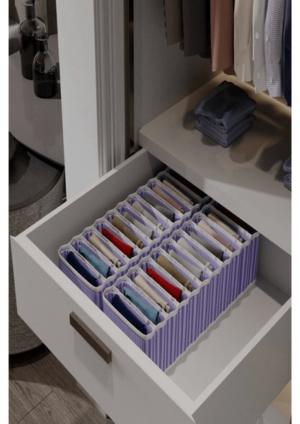 8 Bölmeli Dolap ve Çekmece Içi Düzenleyici Akordiyon Organizer L-00517 (3 Adet) ( Lisinya )