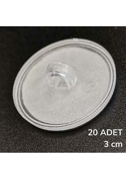 20 Adet Şeffaf Yuvarlak 3 cm Çaplı Güçlü Disk Yapışkanlar