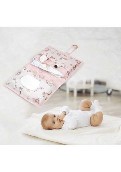 Baby Kullanımı Kolay Desenli Alt Bakım Çantası (Pembe) ( Lisinya )