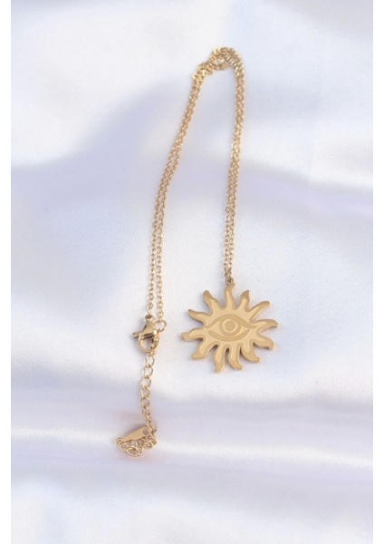 316L Çelik Zincir Gold Renk Göz Güneşi Tasarımlı Kolye - TJ-BKO8734 fiyatları