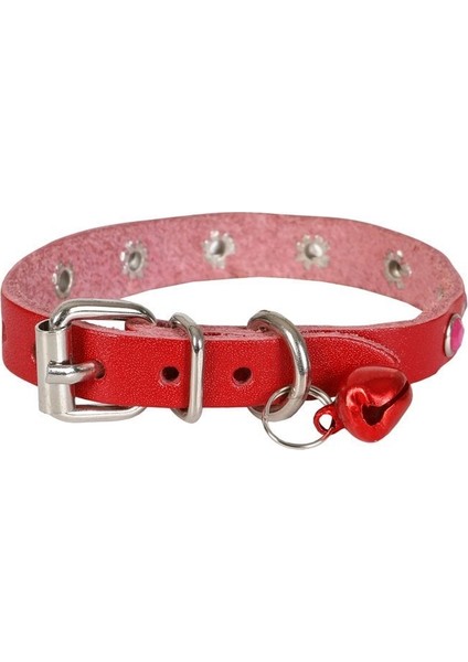 Taşlı Kedi ve Yavru Köpek Tasması 1,2X26 cm Kırmızı Large