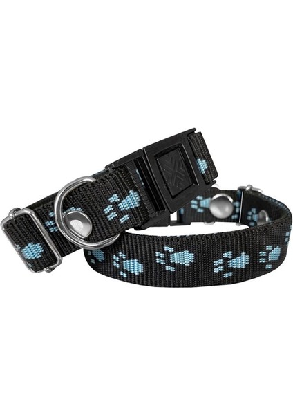 Köpek Tasması Patili Dokuma 2 cm - min: 30 cm - max: 50 cm Siyah