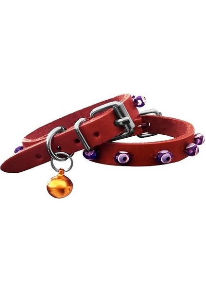 Nazar Boncuklu Küçük Irk Köpek Tasması 1,5X28-32 cm Kırmızı Xlarge